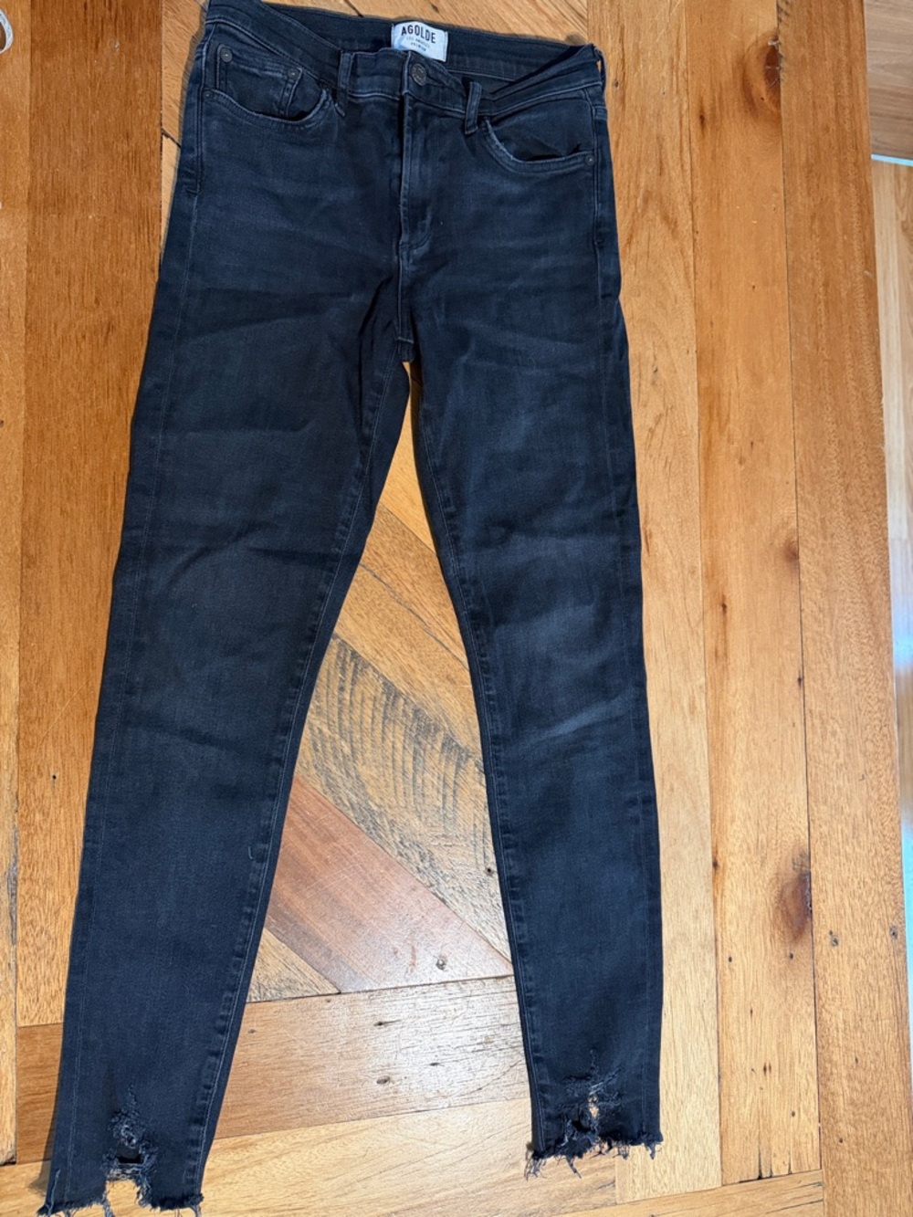 Agolde Black Raw Hem Skinny Jeans